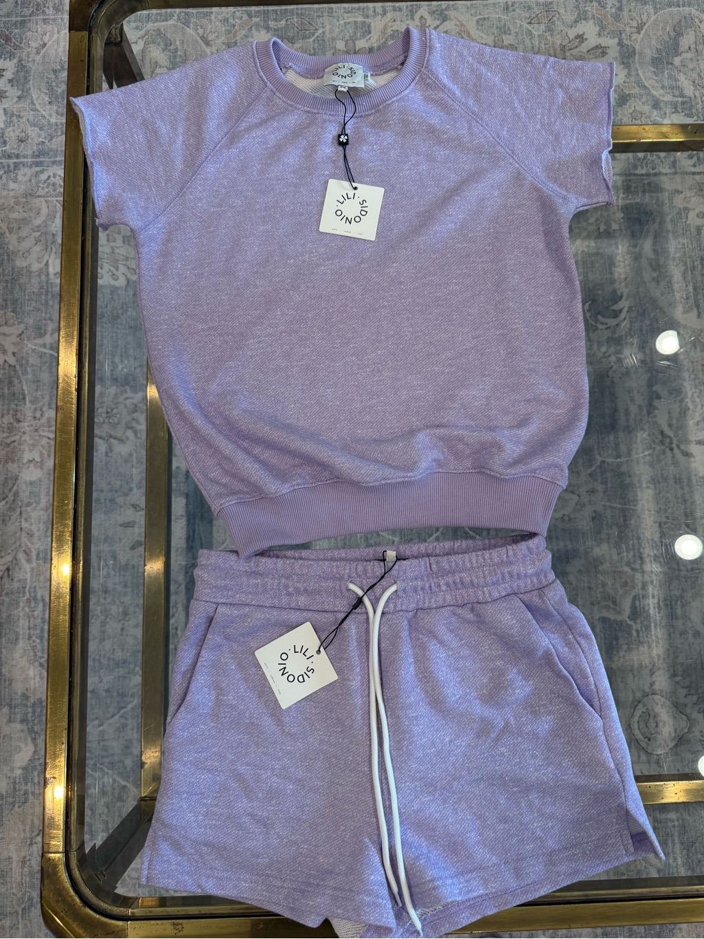 Livi Sidonio Lavender Sparkle Short Sleeve Top & Matching Short Set